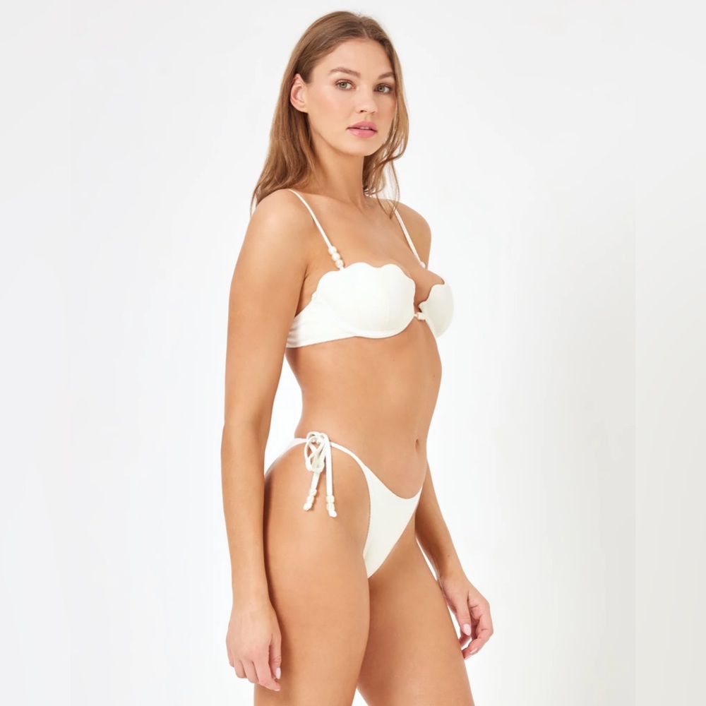 L*Space Lucia Bikini Bottom – Cream / Ivory – Adjustable Tie Sides - Picture 6 of 8